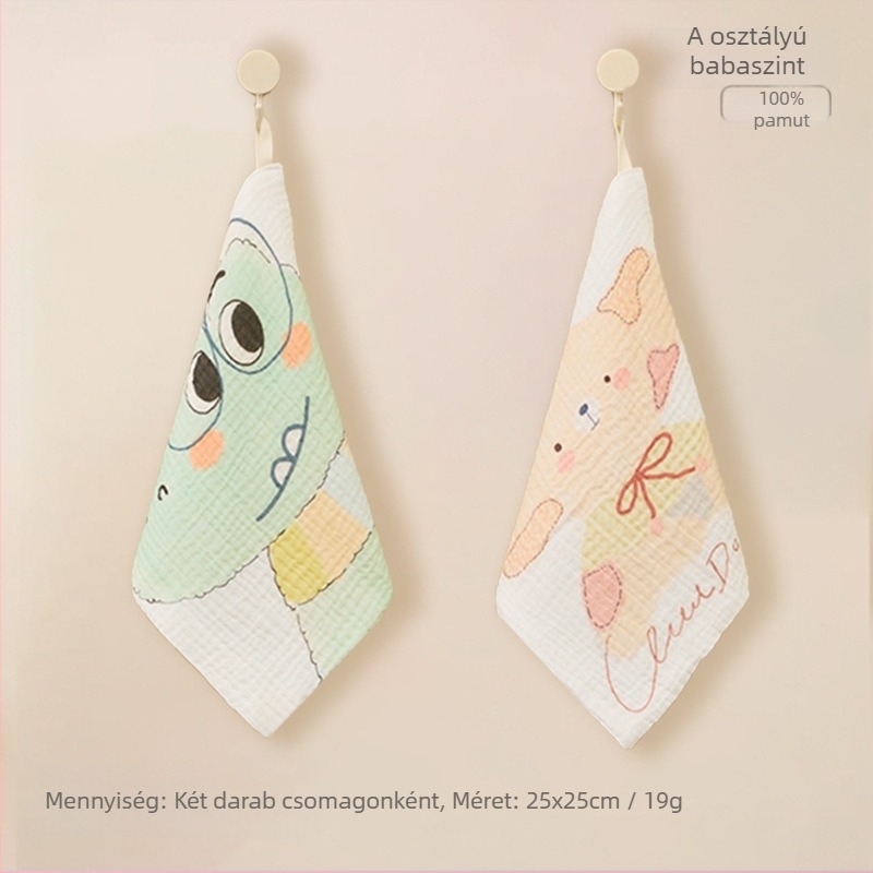 Elsie Baba géz arctörlő – 32 szál, kefélt fonal, Jacquard/egyszerű szövés, 19 g, vízfelvétel 0–5 s
