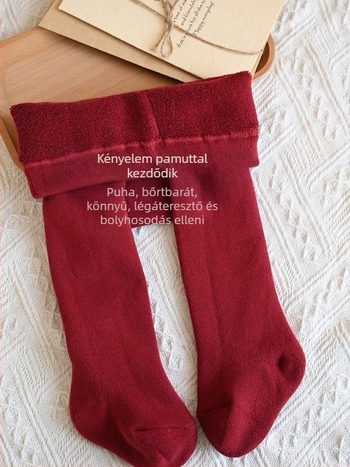 Uniszex gyerekeknek készült vastag zokni, egyszínű, 89% pamut, őszi–téli szezonra, sík kötés 12–14 tű