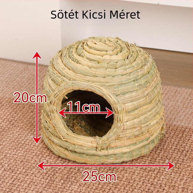 Szalmaból készült kastély-stílusú odú háziállatoknak (nyúl, tengerimalac, hörcsög és mókus)
