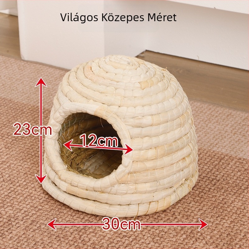 Szalmaból készült kastély-stílusú odú háziállatoknak (nyúl, tengerimalac, hörcsög és mókus)
