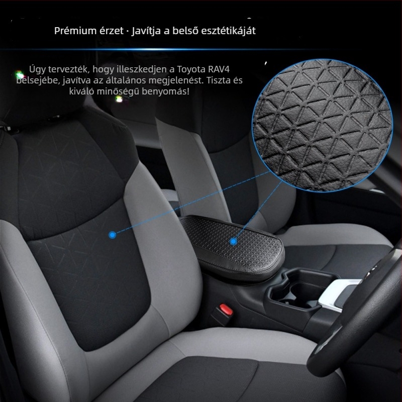 Bőr kartámaszfedél Toyota RAV4 ötödik generációhoz (2019–2025), karcolódás- és kopásálló magasságot növelő párna