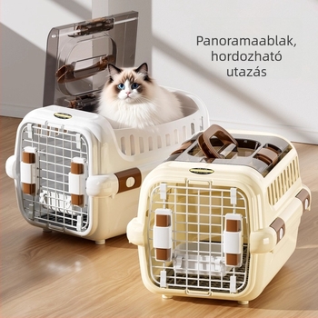 Autóba szerelhető kisállat szállító, macskáknak és kis testű kutyáknak, napfényes kilátással; hordozható nyúlketrec