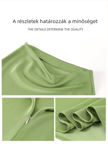 Szatén A-vonalú csípőszoknya poliészterből, nyár 2025