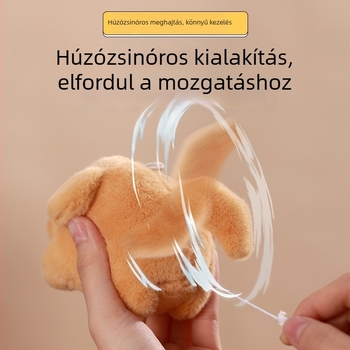 Lejier plüss kutyuska mozgó farokkal és hanggal, hátizsákmedál