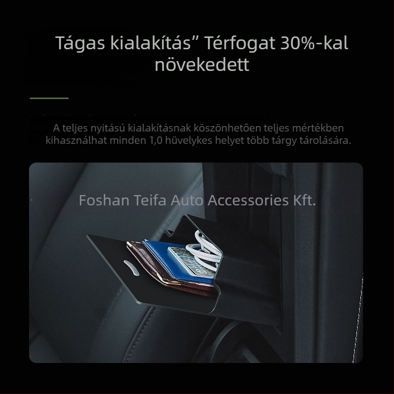 TEMAI Tesla Model 3/Y középkonzol mágneses tároló doboz – TM-21, műanyag, 147 g, öntapadós szerelés