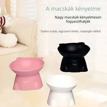Plasztikus anyagú etető- és itatótál anti-tip, magas lábú nyakvédő dizájn macskáknak és kutyáknak