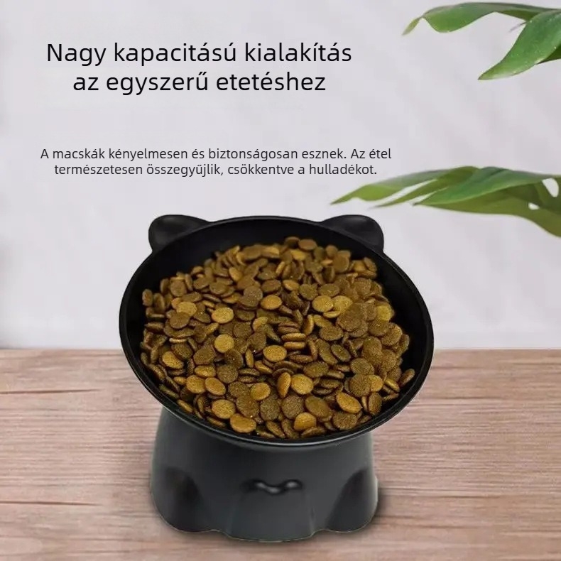 Plasztikus anyagú etető- és itatótál anti-tip, magas lábú nyakvédő dizájn macskáknak és kutyáknak