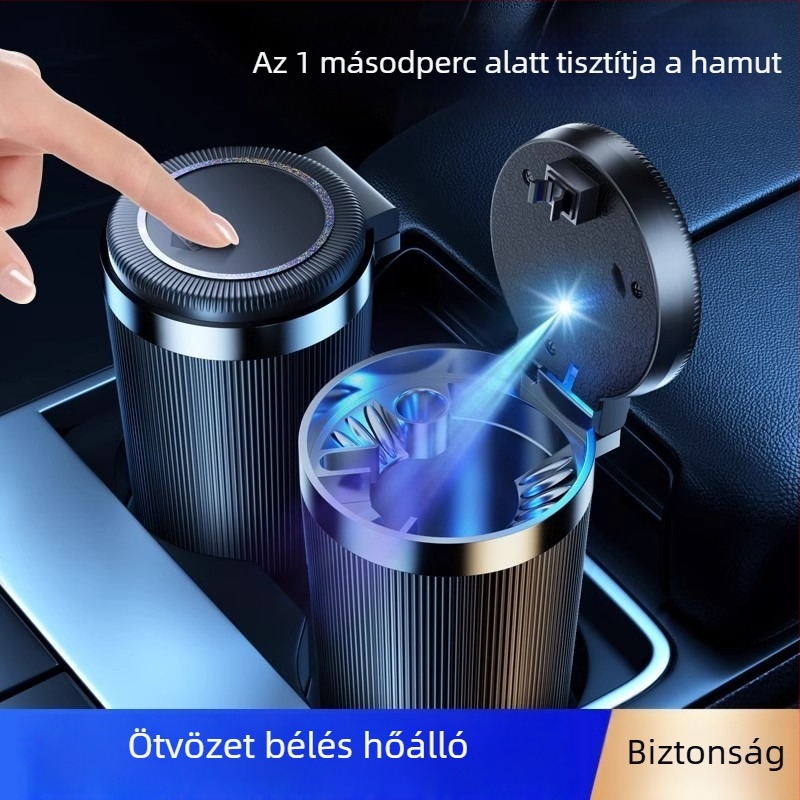 Autó hamutartó fedővel, kreatív többfunkciós automata kialakítás (Anyag: műanyag; Modell: Car ashtray; Súly: 120 g; Alkalmas autókhoz)