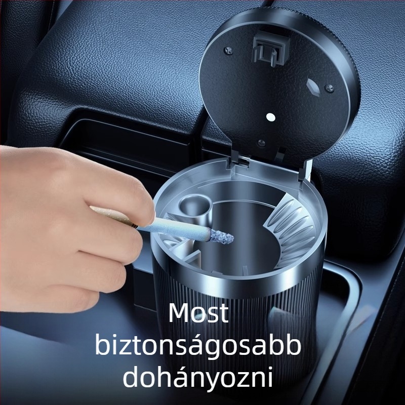 Autó hamutartó fedővel, kreatív többfunkciós automata kialakítás (Anyag: műanyag; Modell: Car ashtray; Súly: 120 g; Alkalmas autókhoz)