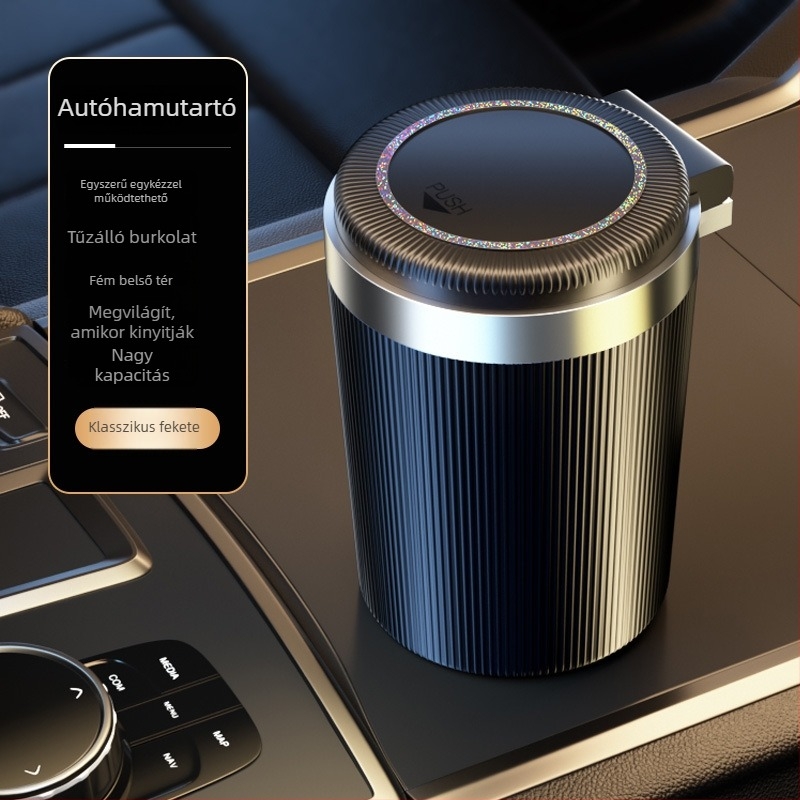 Autó hamutartó fedővel, kreatív többfunkciós automata kialakítás (Anyag: műanyag; Modell: Car ashtray; Súly: 120 g; Alkalmas autókhoz)