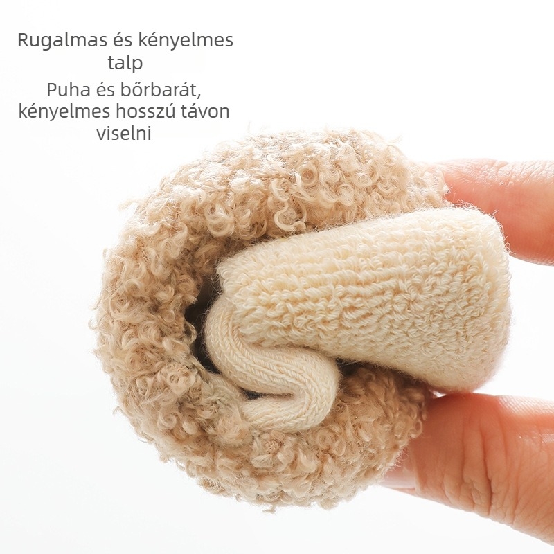 Vastag bébi padlós zokni, őszi-téli, középhosszú, rajzolt mintával, csúszásmentes, légáteresztő pamutból
