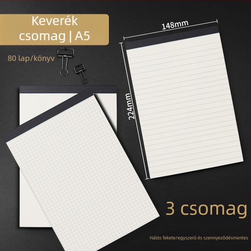 Jegyzetfüzet ragasztott kötésű, PVC papír, 75 g/m², 1–50 oldal, kreatív stílus
