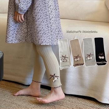Lányoknak szóló csipkés leggings, vékony tavaszi nadrág gyerekeknek, 3/4 hosszú