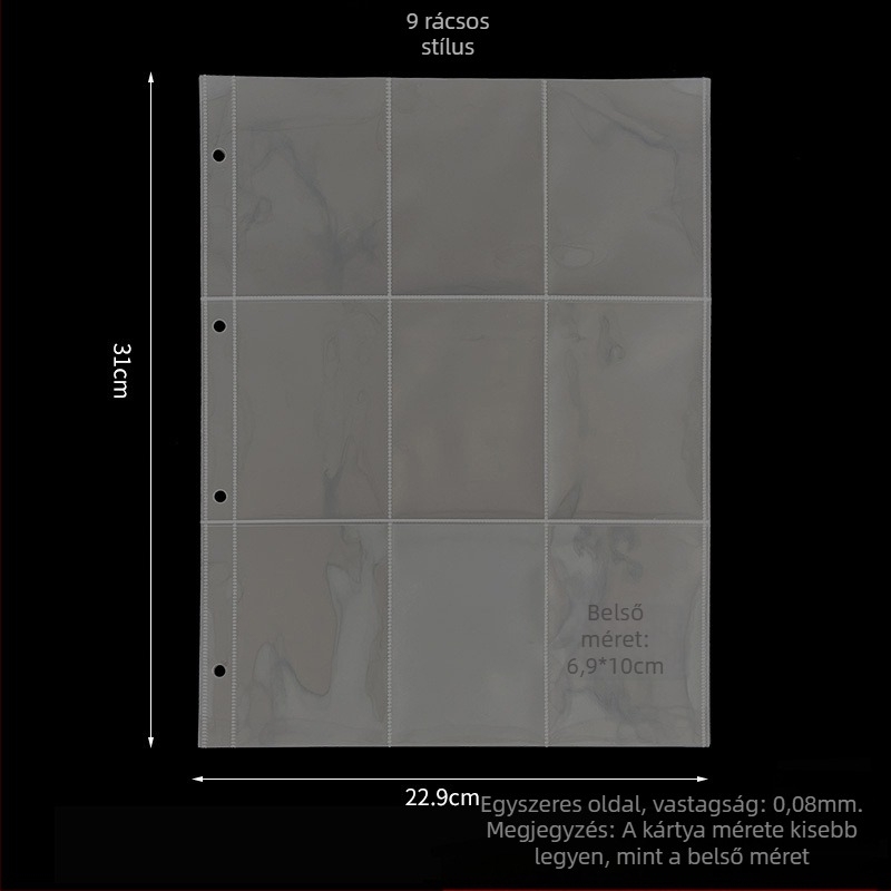 Loose-leaf kártyaalbum testreszabható oldalakkal és PP belső oldalakkal, logónyomtatással