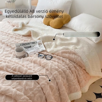 Korall fleece pléd, téli vastag változat, poliészter, egyszerű és modern, puha