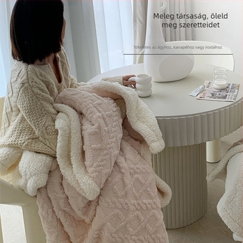 Korall fleece pléd, téli vastag változat, poliészter, egyszerű és modern, puha