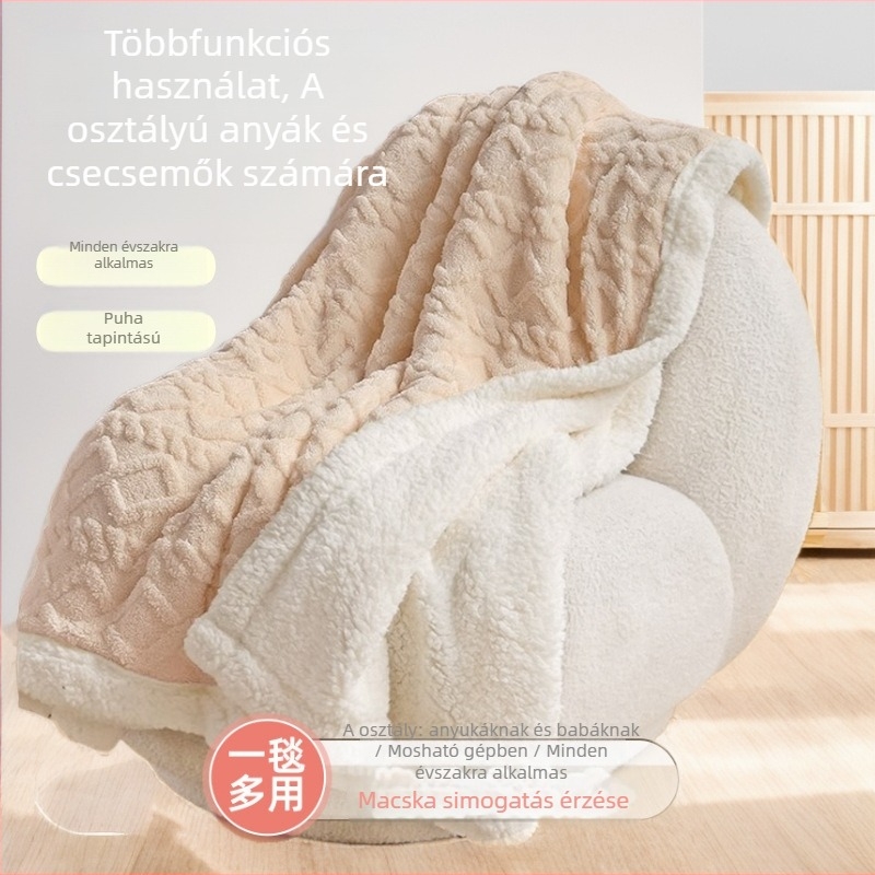 Korall fleece pléd, téli vastag változat, poliészter, egyszerű és modern, puha