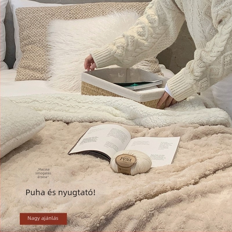 Korall fleece pléd, téli vastag változat, poliészter, egyszerű és modern, puha