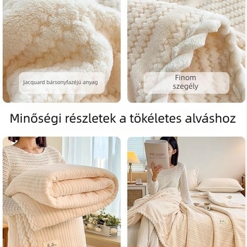 Báránygyapjú korallos plüss pléd, dupla réteg, 800–1000 g, téli használatra