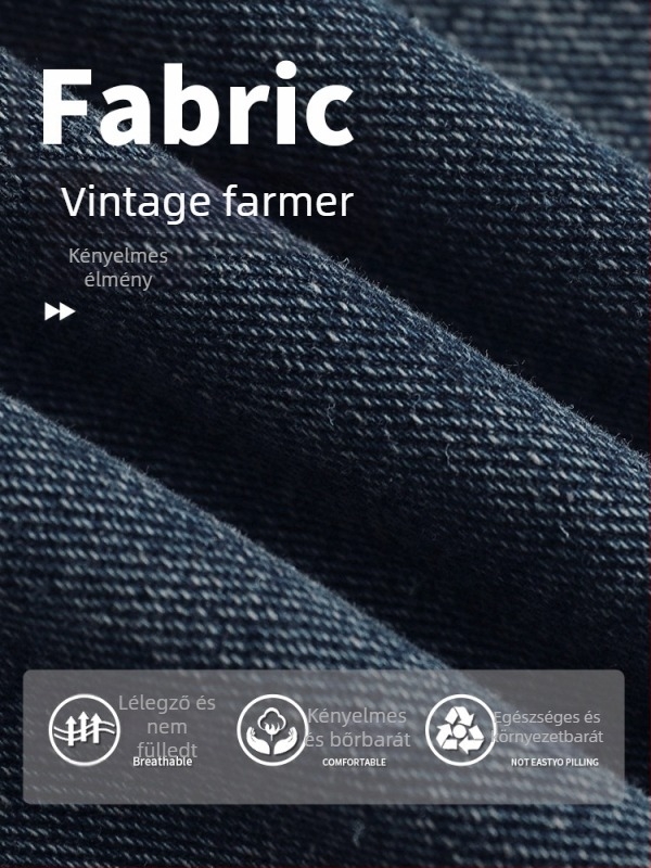 Férfi denim farmernadrág, laza egyenes szabás, tavasz–ősz, mindennapi széles lábú nadrág tiniknek