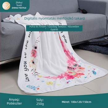 Zhihui Nyomtatott flanel babatakaró mérföldkőkhöz, rendkívül puha fotózáshoz és alváshoz, poliészter, 250 g, testre szabható, egész éves