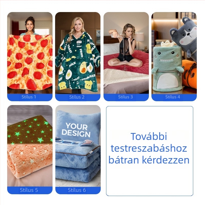 Személyre szabott párna és pléd karakters nyomtatással, hőátviteli nyomtatás, poliészter, korall plüss, téli használat, testreszabható