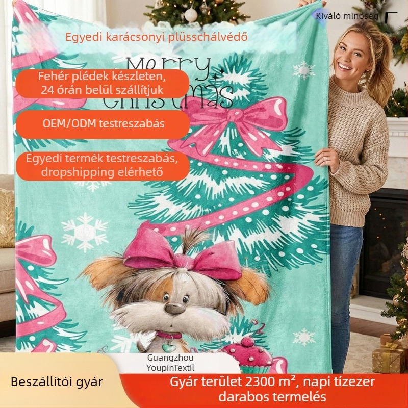 Kétoldalas, vastag flanel takaró, poliészter, személyre szabható dizájn, őszi-téli használatra, 300g/230g opciók