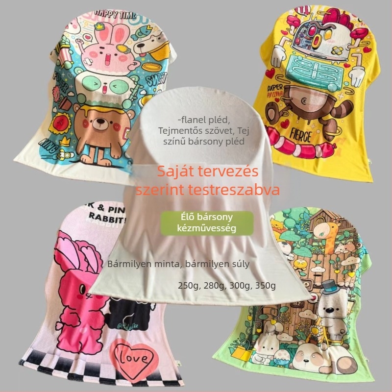 Egyedi digitális nyomtatású flanel takaró - poliészter, rendkívül puha velúr befejezés, testreszabható súly, környezetbarát tesztelve