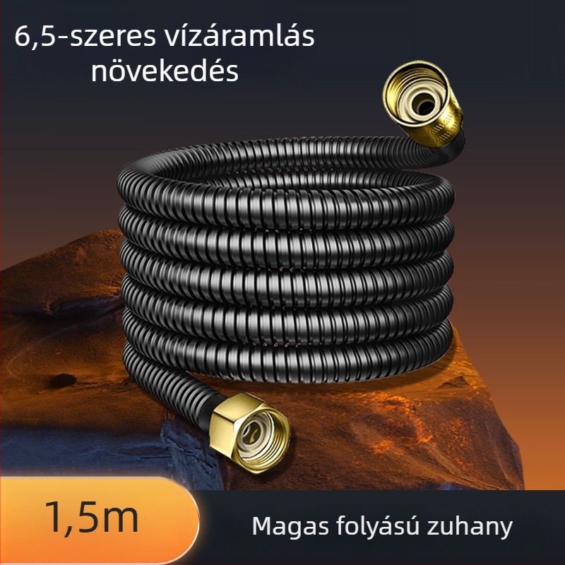 Zuhanyfejcső vastag belső átmérőjű áramlású, réz + rozsdamentes acél + gumi, modell Dll, 4 csavaros csatlakozás, Bathing Mingding márka, modern minimalista stílus