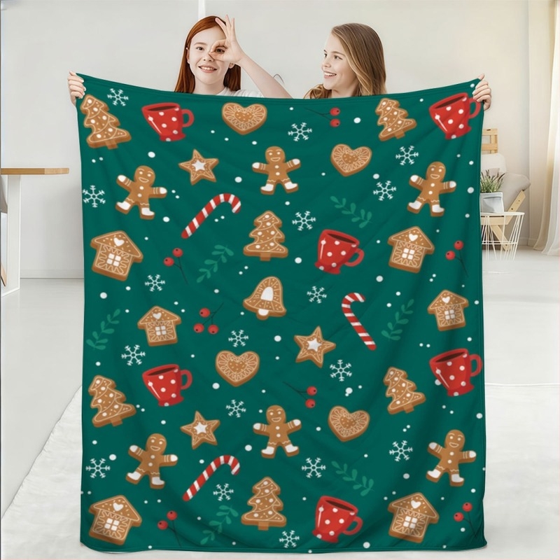 Flanel pléd személyre szabható fotónyomtatással, karácsonyi mintával, poliészter 260 GSM, egész éves meleg