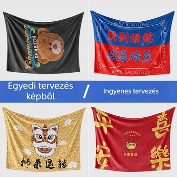 Testreszabható flanel pléd karikatúra mintával, 200 g, kevert szál, őszi-téli