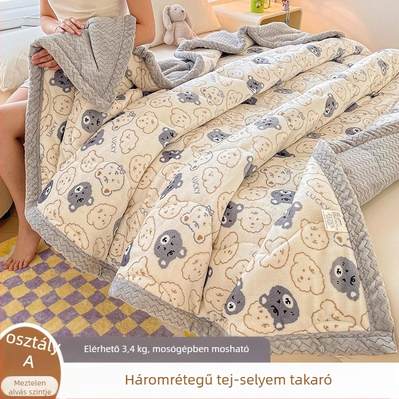 Koral plüss ágynemű takaró, poliészter, téli vastagság, modern egyszerű stílus