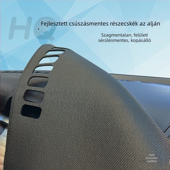 Velúr anyagú műszerfal párna napvédő és hőszigetelő funkcióval, középkonzolhoz illeszkedő