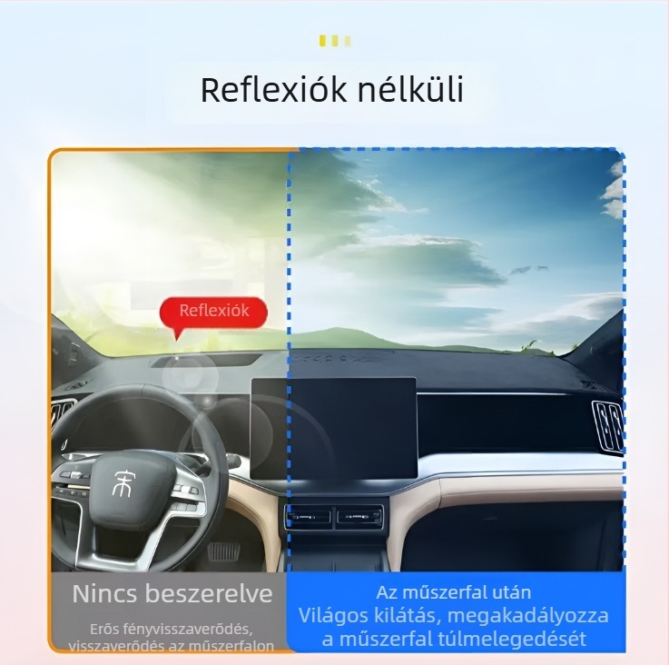 BYD Song LDMI velúr műszerfalvédő párna – fényvédő, csúszásmentes, hőszigetelő, középkonzolhoz