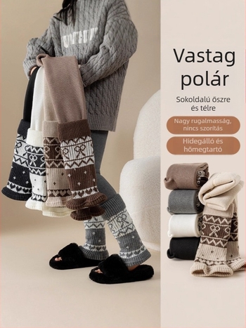Koreai stílusú vastag bélelt fleeces leggings zoknikkal, lányoknak, ősz-tél