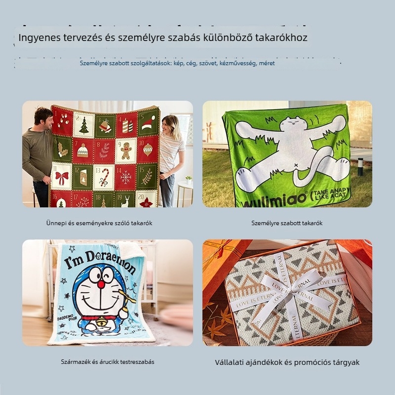 Navis korall plüss takaró cartoon mintával, 300 g/m², tavasz–ősz, testreszabható rajzok alapján