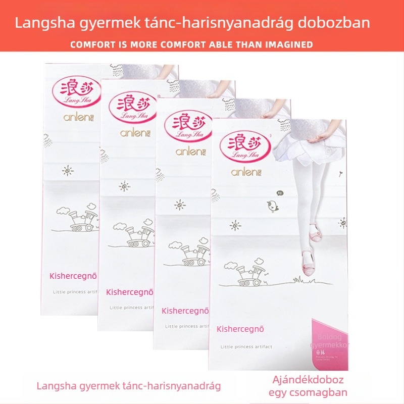Gyerekeknek készült bársonyos leggings, fehér harisnyák táncra Langsha
