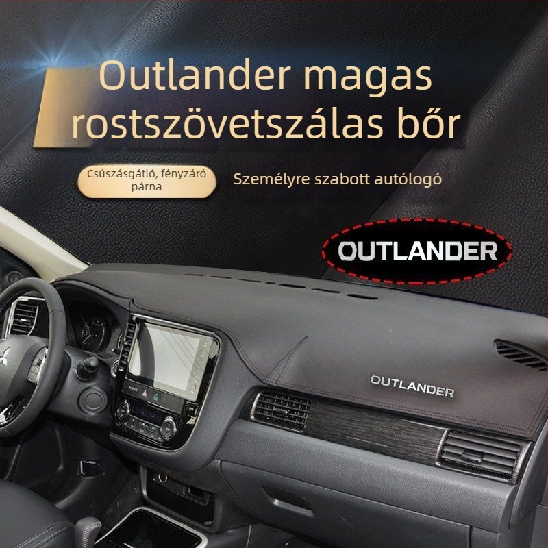 Bőr műszerfal anti-glare védőmat Mitsubishi Outlander, Eclipse Cross és ASX modellhez; kopásálló központi konzol napvédő takaró