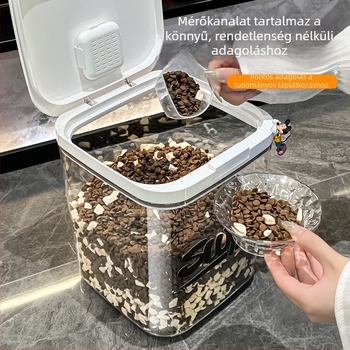 Macska- és kutyaeledel tároló vákuumzáras fedéllel