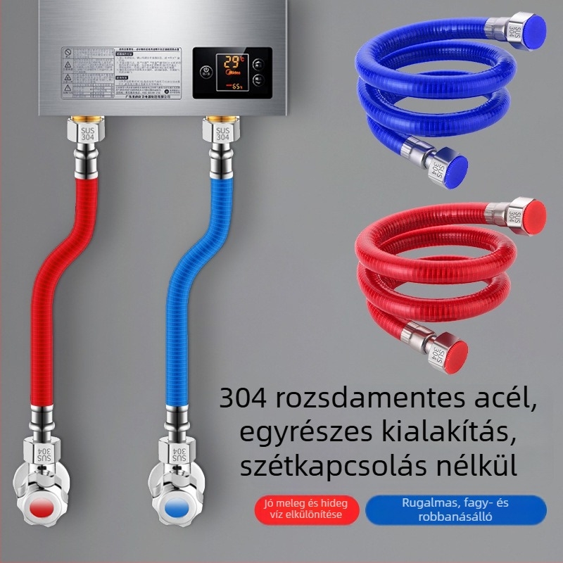 304 rozsdamentes acél hullámos vízbekötőcső gáztűzhelyes melegítőhöz, spirális szerelés, normál nyomás, normál hőmérséklet