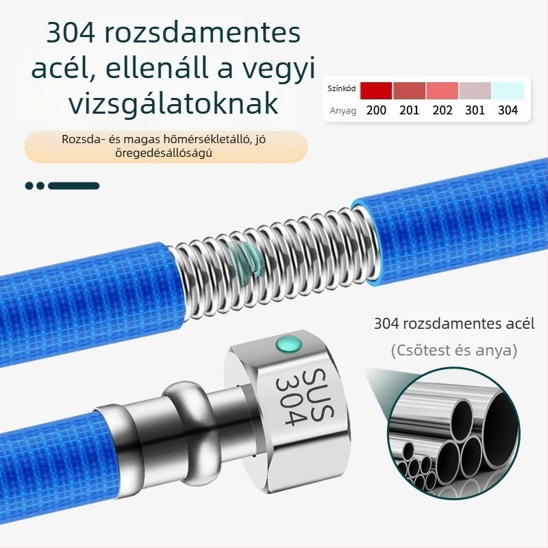 304 rozsdamentes acél hullámos vízbekötőcső gáztűzhelyes melegítőhöz, spirális szerelés, normál nyomás, normál hőmérséklet