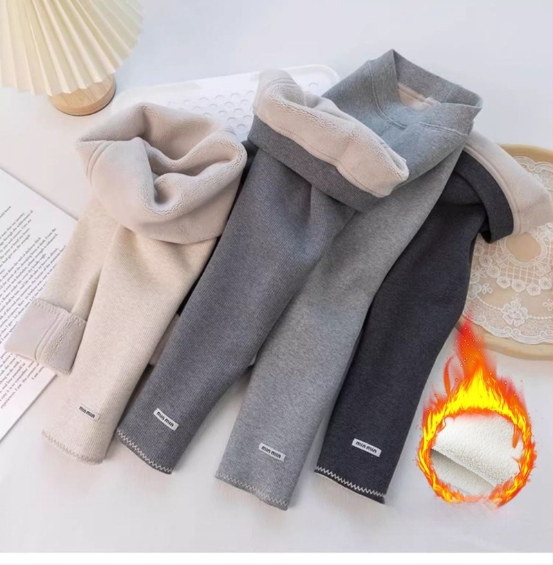 Lányok téli fleece-bélelt leggings, középmagas derekú, 95% pamut, elasztikus öv, 8 éves kortól (140 cm felett)
