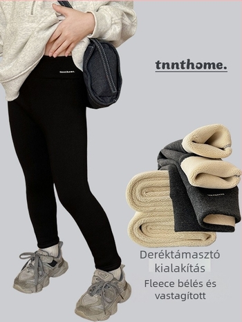 Lányoknak készült pamut leggings fleece belső bélésével, magas derék, őszi-téli, koreai stílus, iskolai nadrág