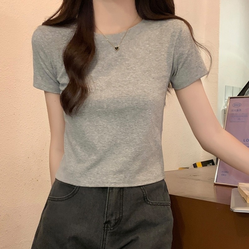 Női Milk Silk anyagú rövid ujjú felső, egyszínű, szűk fazon, poliészter 95%+ és spandex <30%