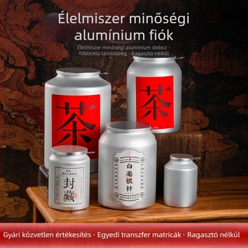 Tea tároló kanna nedvességzáró fedéllel; kompozit alumíniumfólia anyag; offset nyomtatásos dizájn; kapacitás 0,5–5 kg