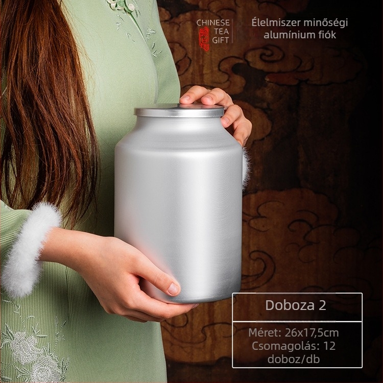 Tea tároló kanna nedvességzáró fedéllel; kompozit alumíniumfólia anyag; offset nyomtatásos dizájn; kapacitás 0,5–5 kg