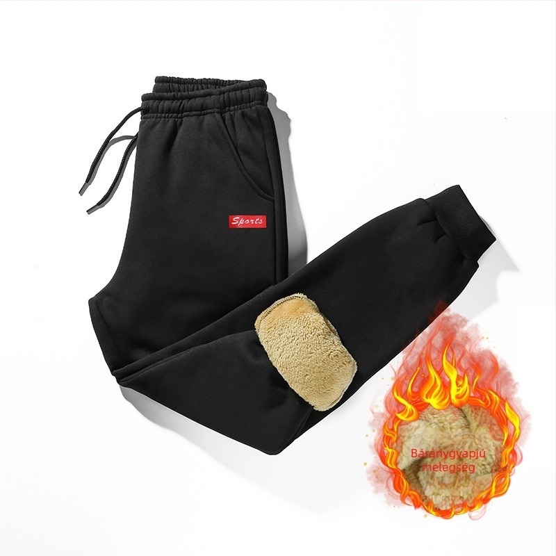 Férfi fleece-betétes sportnadrág, egyenes szabás, virágos mintázat, középmagas derekú, kötőzáras
