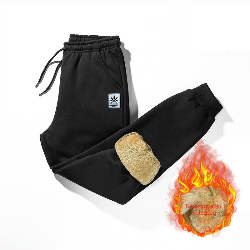 Férfi fleece-betétes sportnadrág, egyenes szabás, virágos mintázat, középmagas derekú, kötőzáras