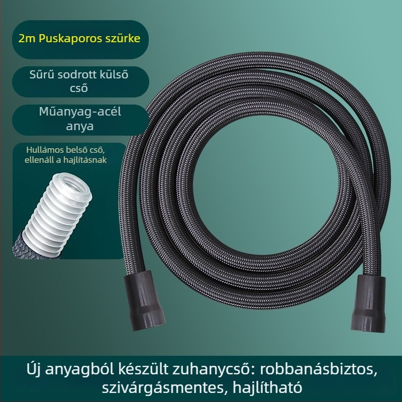 Zuhanycső fonott nylonnal, modell CH-2527, EVA+PET, névleges nyomás 1.0 MPa, üzemelési hőmérséklet 5–90°C, szerelés: csavarozható