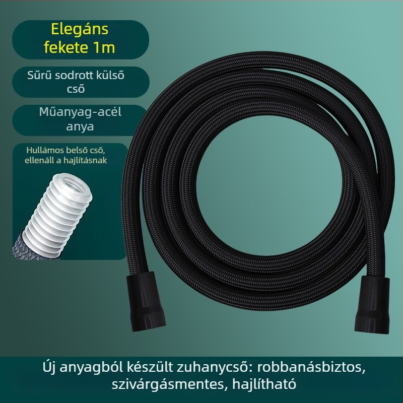 Zuhanycső fonott nylonnal, modell CH-2527, EVA+PET, névleges nyomás 1.0 MPa, üzemelési hőmérséklet 5–90°C, szerelés: csavarozható